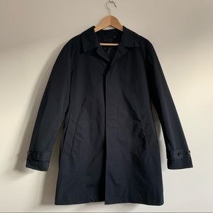Navy blue Uniqlo men’s trench coat and vest